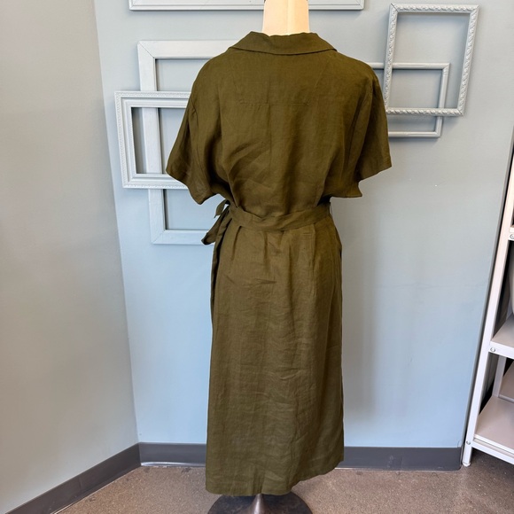 Quince Olive Green Midi Dress with Button Detail - Picture 5 of 9